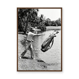 Golf Photography Vintage Wall Art – Golfer Tossing Clubs Into a Lake
