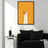 Goose Minimalist Wall Art – White Bird on Orange Background