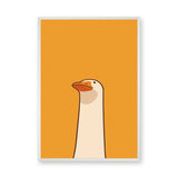 Goose Minimalist Wall Art – White Bird on Orange Background
