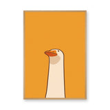 Goose Minimalist Wall Art – White Bird on Orange Background
