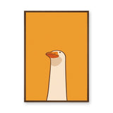 Goose Minimalist Wall Art – White Bird on Orange Background