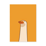Goose Minimalist Wall Art – White Bird on Orange Background