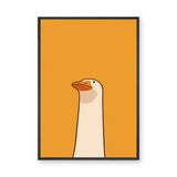 Goose Minimalist Wall Art – White Bird on Orange Background