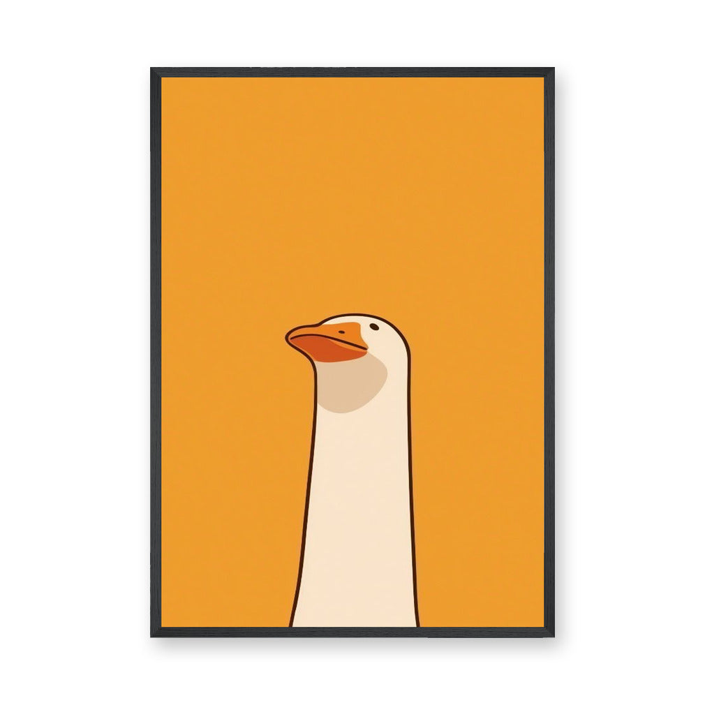 Goose Minimalist Wall Art – White Bird on Orange Background
