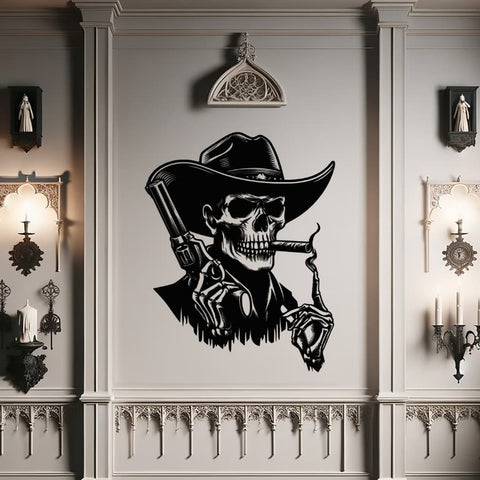 Gothic Skull Cowboy Metal Wall Art
