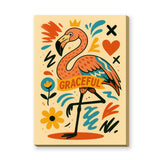 Graceful Flamingo Pop Art Wall Art – Colorful Crowned Bird Print