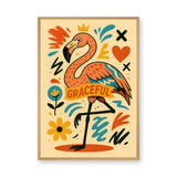 Graceful Flamingo Pop Art Wall Art – Colorful Crowned Bird Print