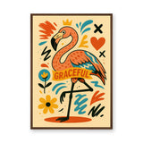 Graceful Flamingo Pop Art Wall Art – Colorful Crowned Bird Print