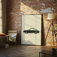 Green Nostalgic Porsche 911 Wall Poster – Retro Luxury Car Wall Décor