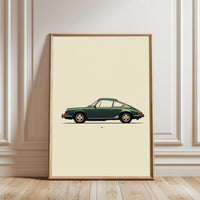 Green Nostalgic Porsche 911 Wall Poster – Retro Luxury Car Wall Décor