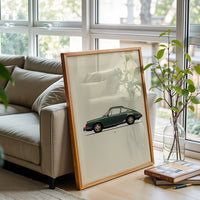 Green Nostalgic Porsche 911 Wall Poster – Retro Luxury Car Wall Décor