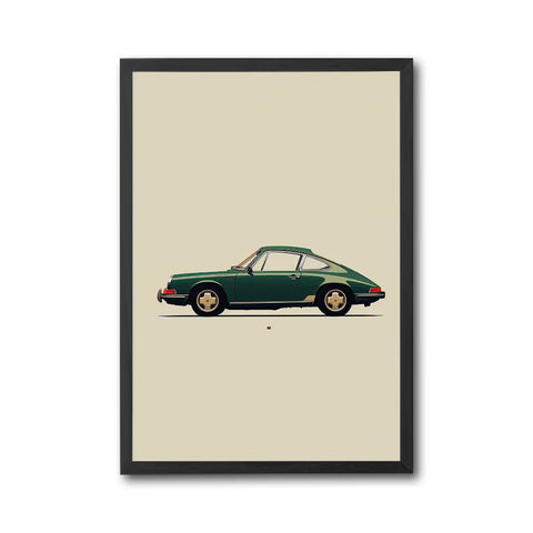 Green Nostalgic Porsche 911 Wall Poster – Retro Luxury Car Wall Décor