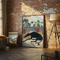 Greyhound Dog Fine Print, Simple Pet Portrait Wall Decor, Sleek Living Room Print