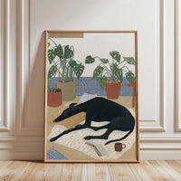 Greyhound Dog Fine Print, Simple Pet Portrait Wall Decor, Sleek Living Room Print