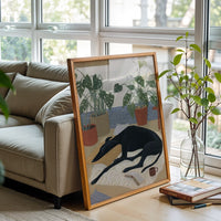 Greyhound Dog Fine Print, Simple Pet Portrait Wall Decor, Sleek Living Room Print