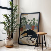 Greyhound Dog Fine Print, Simple Pet Portrait Wall Decor, Sleek Living Room Print