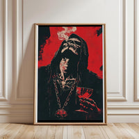 Grim Reaper Smoking with Goblet Aesthetic Wall Poster | Dark Fantasy Home Art