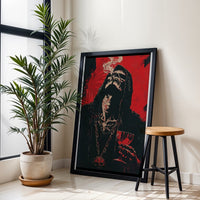 Grim Reaper Smoking with Goblet Aesthetic Wall Poster | Dark Fantasy Home Art
