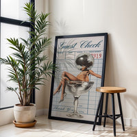 Guest Check Thank You Disco Ball Pop Art Décor Poster, Retro Cocktail Wall Décor