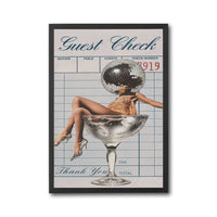 Guest Check Thank You Disco Ball Pop Art Décor Poster, Retro Cocktail Wall Décor