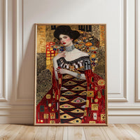 Gustav Klimt Style Woman in Ornate Dress Aesthetic Home Art Décor Poster Print