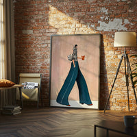 Hand Painted Fashion Woman Canvas | Sleek Figurative Oil Painting | Bold Contemporary Artwork Wall Poster for Chic Interiors