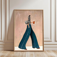 Hand Painted Fashion Woman Canvas | Sleek Figurative Oil Painting | Bold Contemporary Artwork Wall Poster for Chic Interiors