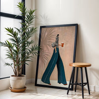 Hand Painted Fashion Woman Canvas | Sleek Figurative Oil Painting | Bold Contemporary Artwork Wall Poster for Chic Interiors