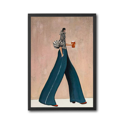 Hand Painted Fashion Woman Canvas | Sleek Figurative Oil Painting | Bold Contemporary Artwork Wall Poster for Chic Interiors