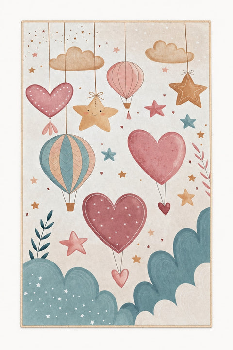 Heart Balloon Kids Area Rug