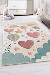 Heart Balloon Kids Area Rug in a nursery