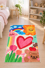 Heart Rainbow Kids Area Rug in a nursery