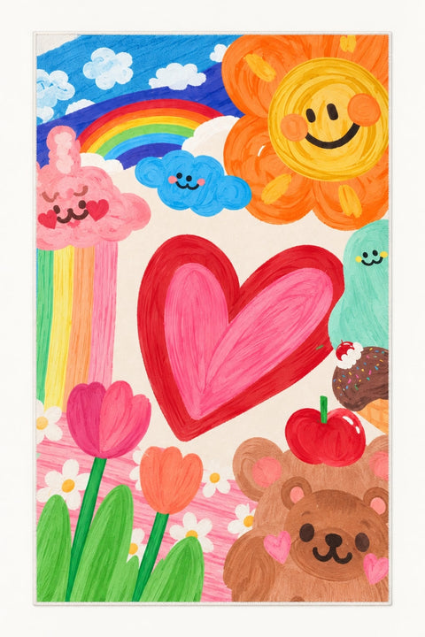 Heart Rainbow Kids Area Rug
