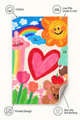 Heart Rainbow Kids Area Rug – features