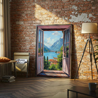 Henri Matisse Inspired Open Window Print, Fauvism Style Mediterranean Scene, Lake Como Patio View Wall Print, Contemporary Art Decor