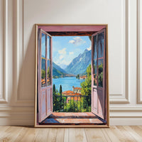 Henri Matisse Inspired Open Window Print, Fauvism Style Mediterranean Scene, Lake Como Patio View Wall Print, Contemporary Art Decor