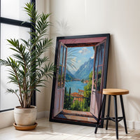 Henri Matisse Inspired Open Window Print, Fauvism Style Mediterranean Scene, Lake Como Patio View Wall Print, Contemporary Art Decor