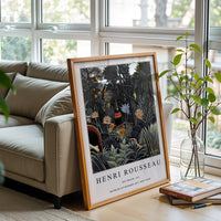 Henri Rousseau The Dream Fine Print, Tropical Floral Animal Scene Wall Print, Famous Painting Reproduction
