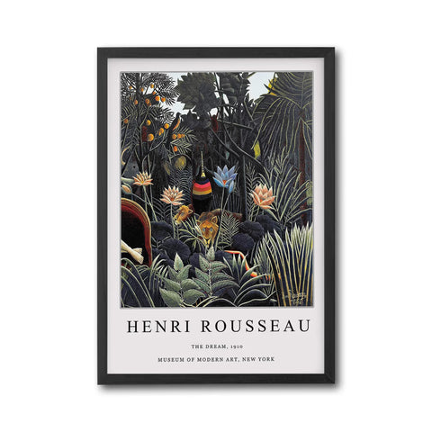 Henri Rousseau The Dream Fine Print, Tropical Floral Animal Scene Wall Print, Famous Painting Reproduction