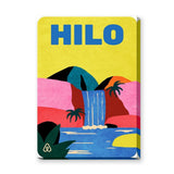 Hilo Tropical Waterfall Retro Wall Art – Bold Pink Yellow Travel Print
