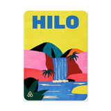 Hilo Tropical Waterfall Retro Wall Art – Bold Pink Yellow Travel Print