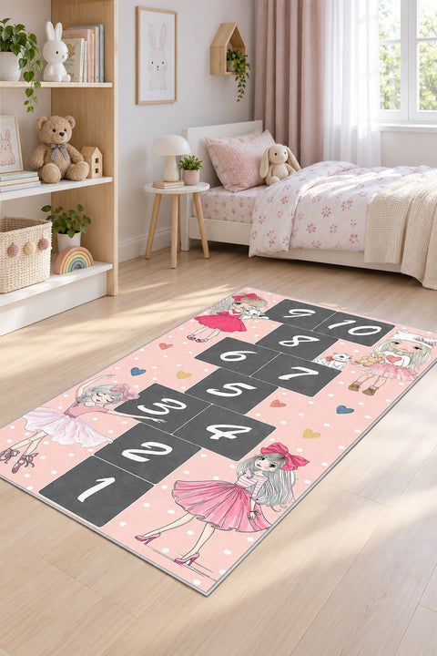 Hopscotch Kids Area Rug in a nursery