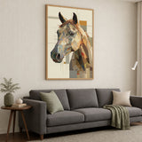 Horse Geometric Wall Art – Abstract Portrait in Earthy Beige Tones