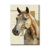 Horse Geometric Wall Art – Abstract Portrait in Earthy Beige Tones