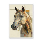 Horse Geometric Wall Art – Abstract Portrait in Earthy Beige Tones