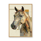 Horse Geometric Wall Art – Abstract Portrait in Earthy Beige Tones