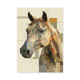 Horse Geometric Wall Art – Abstract Portrait in Earthy Beige Tones