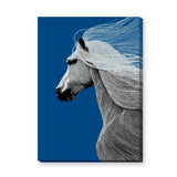 Horse Line Art Wall Art – White Profile on Deep Blue Background