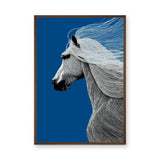 Horse Line Art Wall Art – White Profile on Deep Blue Background