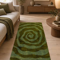 Hypnotic Spiral Modern Irregular Area Rug in a living room